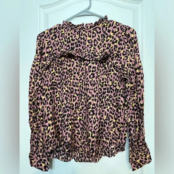 Loft Leopard Print Ruffle Shirt - Picture 1 of 9